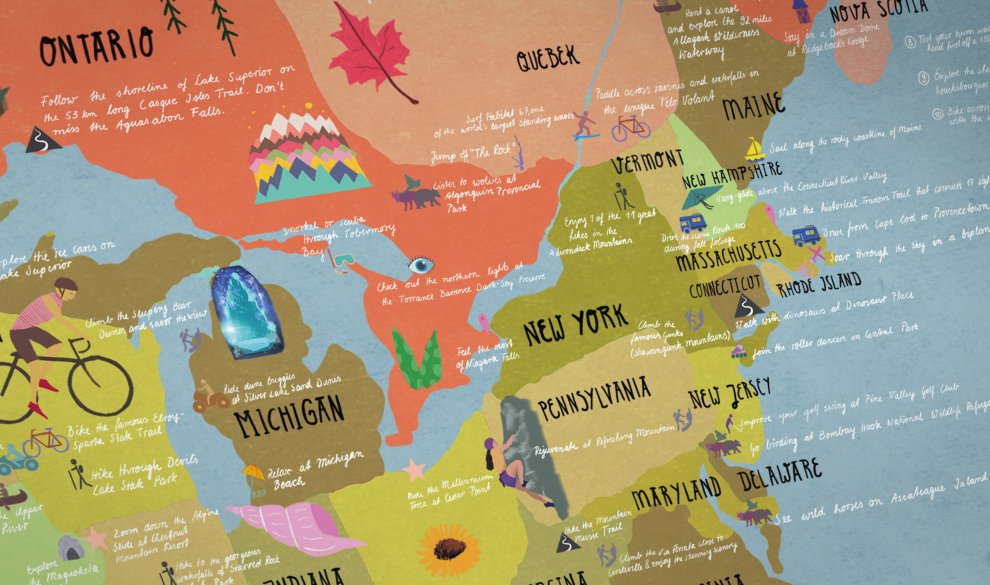 Bucketlist Map USA A bucket list map for outdoor enthusiasts