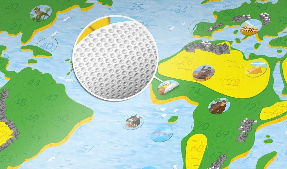 Die magische Zutat Die Sticker machen die Kidsmap zu einem echten Abenteuer. Sie zeigen alles, von Wüsten, über Tiere, zu Bauwerken. Sie funktionieren dabei durch Miniatur-Saugnäpfe und ohne Kleber. Beliebig oft ablösbar und neu zu positionieren